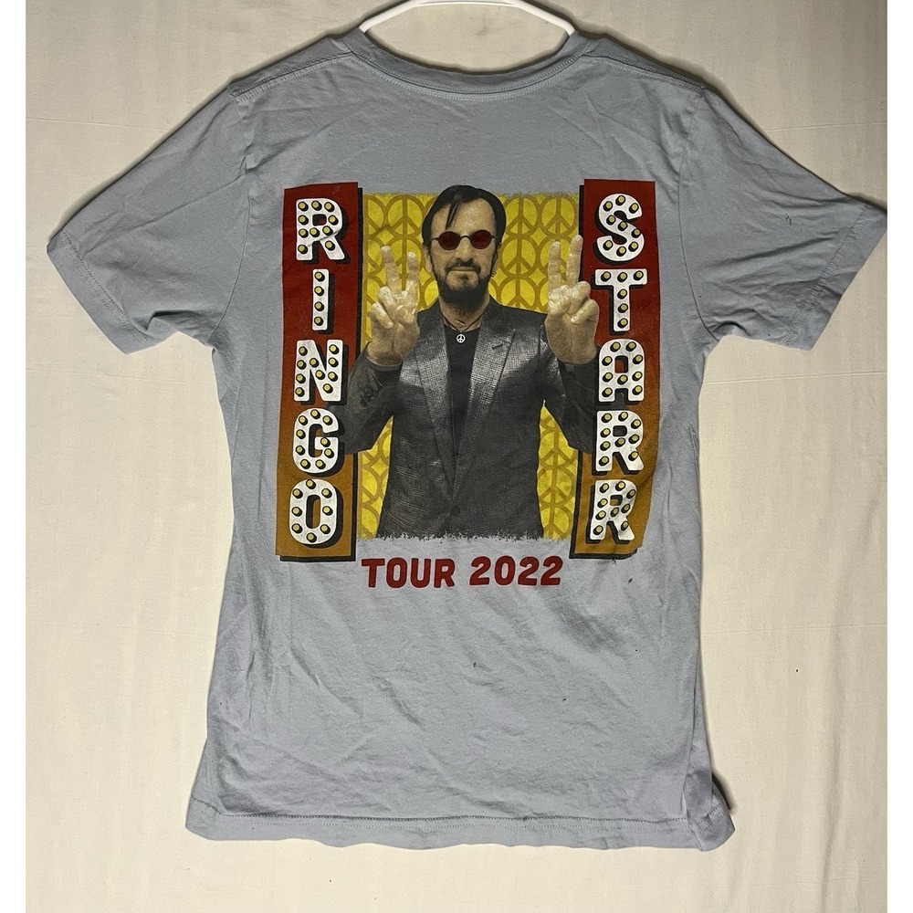 Ringo Starr Tour 2022 T Shirt Men's Size Small Blue Short Sleeve The Beatles